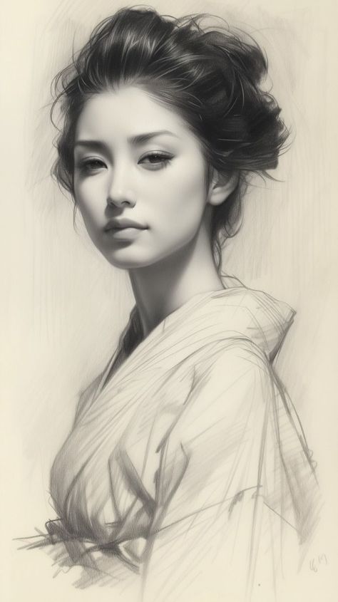 Simple yet stunning: Discover the beauty of simplicity with our portrait drawings. Click to see!#portraitdrawings #artinspiration #pencildrawings #realisticart Korean Face Drawing, Portrait Palette, Easy Portrait Drawing, Portrait Artists, Pencil Portrait Drawing, Bike Drawing, Nude Artwork, Portrait Drawings, Digital Painting Portrait