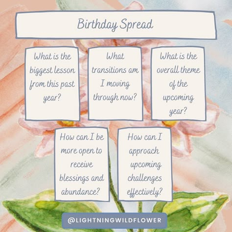 Spiritual Things To Do On Your Birthday, Witch’s Birthday, September Tarot Spread, Birthday Tarot Card Spread, Witchy Things To Do On Your Birthday, Witchy Birthday Ideas, Witch Birthday Ritual, Birthday Tarot Spread, Birthday Witchcraft