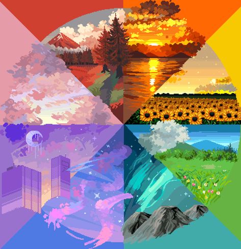 Color Wheel Art Challenge, Color Wheel Art Projects, Color Wheel Art, Pixel Color, The Color Wheel, Wheel Art, Pixel Art Games, Pixel Art Design, Color Wheel