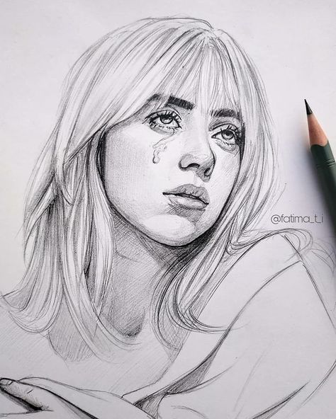 Celebrity Drawings Sketch, Realistic Women Drawings, Celebrity Sketches Easy, Portrait Drawing Celebrity, Sketches Celebrities, Billie Eilish Portrait Drawing, Celebrity Portrait Drawing Pencil, Portrait Sketches Realistic, Celebrity Drawings Pencil Sketch