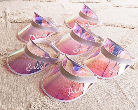 Bachelorette Visors, Holographic Visor, Bachelorette Accessories, Barbie Bachelorette, Bachelorette Planning, Pool Party Favors, Beach Wedding Gifts, Bach Weekend, Bach Bash