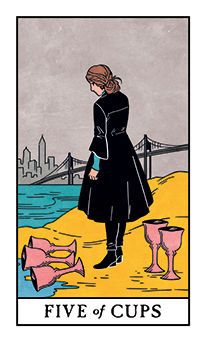 Five of Cups Tarot Card Meanings | Tarot.com Modern Witch Tarot Deck, 5 Of Cups, Modern Witch Tarot, Five Of Cups, Witches Tarot Deck, Tarot Decks Art, King Of Wands, Tarot Horoscope, Tarot Significado