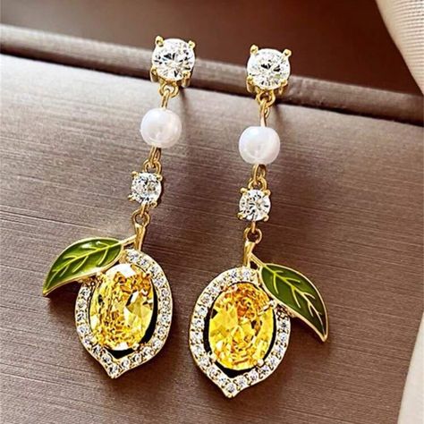 Super Cute And Stylish Ships In 5-10 Business Days Rose Jewelry, Rhinestone Earrings, Unique Colors, Elegant Design, Women's Earrings, Jewelry Earrings, Super Cute, Women Jewelry, Yellow