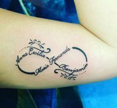 Brazil Night, Infinity Tattoo With Feather, Name Tattoos On Wrist, Night Tattoo, Infinity Tattoo Designs, Tattoos With Kids Names, Tattoos Love, Anklet Tattoos