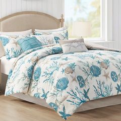 Sea Garden Escape Quilt Bedding Collection Coastal Bed, Beach Comforter, Coastal Bedroom Furniture, Tropical Bedrooms, Beach Bedding, Coastal Bedrooms, Coastal Bedroom, King Comforter Sets, Madison Park