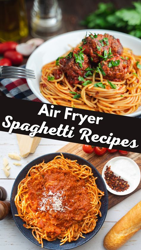 Spaghetti Air Fryer, Easy Spaghetti Dinner, Pork Chops Sweet Potatoes, Air Fryer Spaghetti, How To Cook Noodles, Ground Beef Spaghetti Sauce, Sweet Potatoes Broccoli, Fried Spaghetti, Perfect Spaghetti