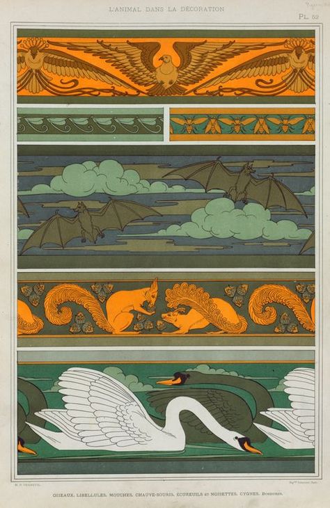 One of hundreds of thousands of free digital items from The New York Public Library. Eugene Grasset, Motifs Art Nouveau, Design Art Nouveau, Art Nouveau Pattern, Art Deco Movement, Art Nouveau Design, Free Illustration, Art Institute Of Chicago, Arts And Crafts Movement