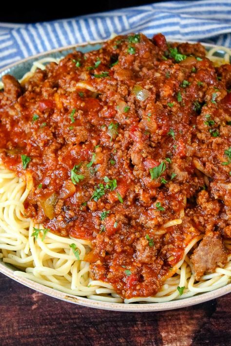 My Grandma's Spaghetti Sauce Grandmas Spaghetti, Summer Squash Recipes, Sauce Spaghetti, Halibut Recipes, Mild Italian Sausage, Just A Pinch Recipes, Spicy Sausage, Just A Pinch, Meat Sauce