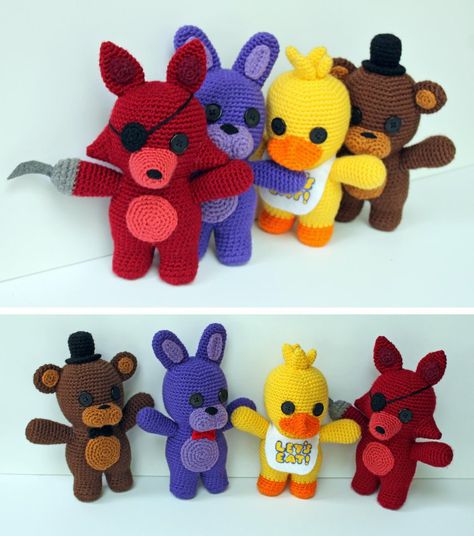 Crochet Five Nights At Freddys, Geeky Crochet Patterns, Fnaf Crafts, Kawaii Crochet, Beginner Crochet Projects, Fun Crochet Projects, Diy Crochet Projects, Crochet For Beginners, Doll Pattern