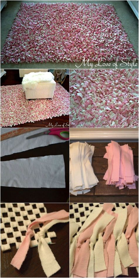 Want a Cozy Home? These 25 DIY Projects will bring the Charm You Need! Pretty easy projects that make big difference in home decorating, have fun. :) Karpet Perca, Make A Rug, Homemade Rugs, Rag Rug Tutorial, Diy Rugs, Rug Tutorial, Diy Simple, Rag Rugs, Leftover Fabric