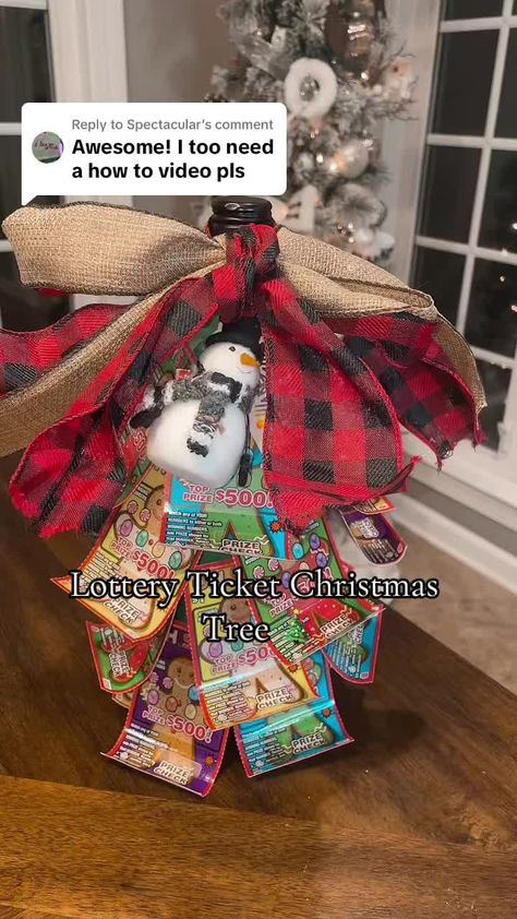 White Elephant Gifts For Work, Lottery Ticket Christmas Gift, Lottery Ticket Gift Ideas, Lottery Ticket Tree, Ticket Gift Ideas, Lottery Ticket Gift, White Elephant Game, Best White Elephant Gifts, Christmas Gift Baskets Diy