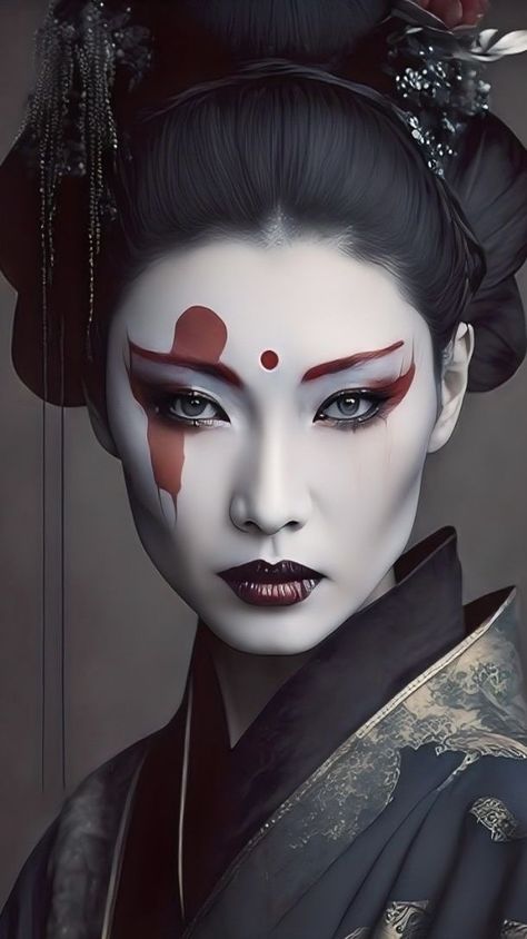 Geisha Artwork, Geisha Makeup, Instagram Japan, Face Art Makeup, Geisha Art, Classic Portraits, Japanese Tattoo Designs, Japanese Geisha, Samurai Art