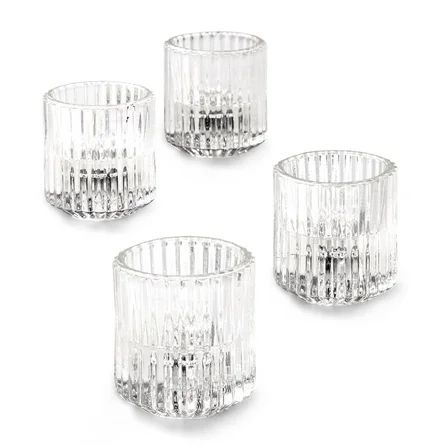 House of Hampton® Small Glass Votive Holder | Wayfair Thanksgiving Dining Table, Small Led Lights, Glass Votive Candle Holders, Glass Votive Holders, Glass Tea Light Holders, Affordable Decor, Ribbed Glass, Votive Holder, Glass Votive