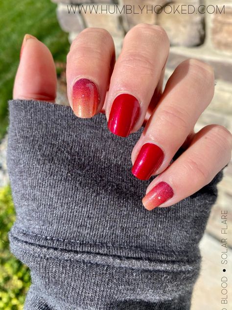 Color Street Solar Flare Mixed Mani, Red Nail Designs Ombre, Fall Nail Designs 2022, Nail Designs 2022, Cute Fall Nail Designs, Fall Nails 2022, Short Fall Nails, Colorstreet Combos, Nail Color Combos