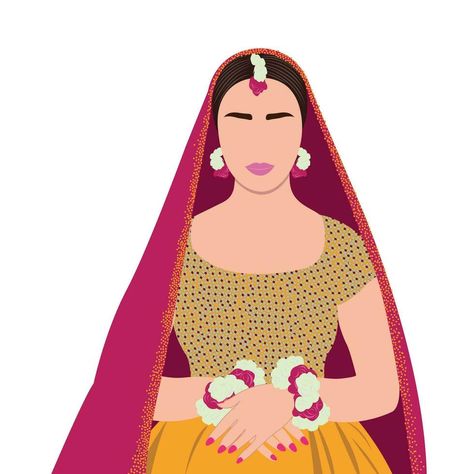 indian bride illustration Mehndi Bride Illustration, Indian Bride Illustration, Mehndi Cake, Bride Illustration, Bride Fashion Illustration, Digital Wedding Invitations Design, Arab Men Fashion, Modern Indian Art, Wedding Hoop