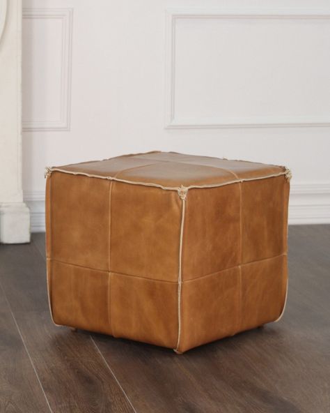 Brown Ottoman, Square Pouf Ottoman, Cider Mill, Ottoman Fabric, Leather Pouf Ottoman, Accent Stool, Square Pouf, Leather Stool, Living Room Update