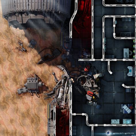 "Looks like we're going to be here a while. We're out of fuel for the backup generator, what are we doing to do?"  🌙 For hundreds more battle maps visit my website! Happy gaming!⁠ ⁠ #spaceship #space #wreck #scifi #cyberpunk #cyberpunkred #cyberpunkbattlemaps #cyberpunkmaps #scifirpg #alienrpg #starfinder #starfindermaps #starfinder2e #starwarsrpg #edgeoftheempire #starwarsbattlemaps #bladerunner #foundryvtt #dungeonmaster #tabletop #tabletopgaming⁠⁠⁠ Spaceship Crash, Rpg Terrain, Edge Of The Empire, Sci Fi Rpg, Backup Generator, Cyberpunk Rpg, Battle Map, Tabletop Rpg Maps, Dnd Maps