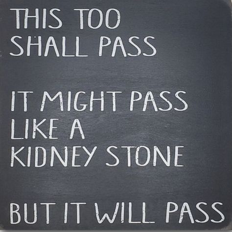 It might pass like a kidney stone but it will pall Kidney Stone, This Too Shall Pass, Lesson Quotes, Life Lesson Quotes, Quotable Quotes, Sarcastic Quotes, Wise Quotes, Meaningful Quotes, Great Quotes