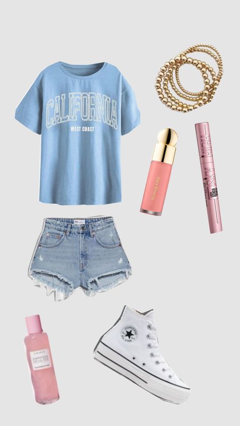 School Fit Ideas Summer, Outfit Inspo For School Shorts, First Day Of School Outfit Jean Shorts, Outfits To Wear To School Summer, Cute First Day Of School Outfits 5th Grade, Outfits With Jean Shorts For School, First Day Of School Outfit With Shorts, Outfits For School Hot Weather, Back To School Outfits With Shorts