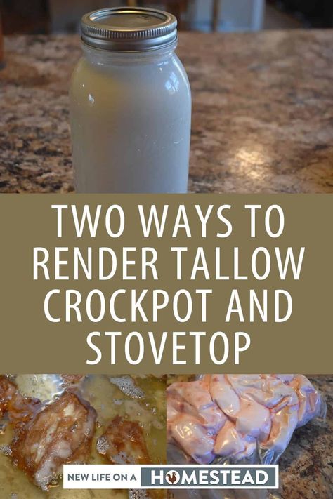 Rendering tallow or beef fat isn't as hard as you may think. We show you two methods step by step, depending on which equipment you have. #homesteading #tallow Rendering Tallow, Render Tallow, Tallow Recipe, Rendering Lard, Frozen Beef, How To Render, Beef Tallow, Beef Bones, Crockpot Beef