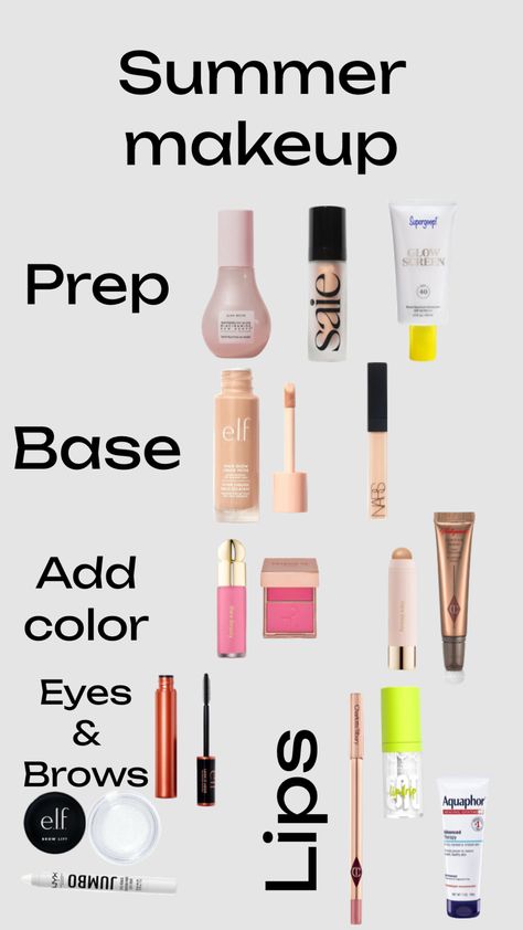 The perfect glowy summer look #cleanmakeup #makeup That Girl Summer Makeup, Natural Glowy Makeup Products, Makeup To Take On Vacation, Summer Make Up Natural, Makeup Summer Looks, Makeup For The Pool, Simple Summer Makeup Looks, Simple Summer Makeup Natural Looks, Summer Aesthetic Makeup