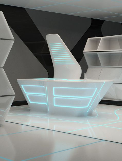 Kitchen Inspired by TRON: Legacy / AquiliAlberg Futuristic Furniture Design, Futuristic Office, Futuristic Interior Design, Futuristic House, Futuristic Home, Futuristic Furniture, Futuristic Interior, Diy Furniture Renovation, Furniture Hacks