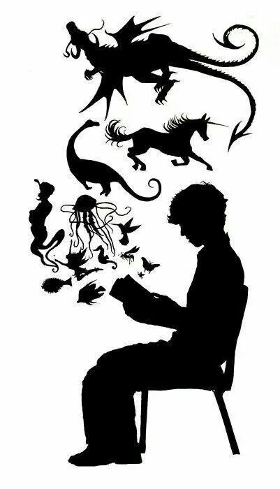 Imagination Reading Art, Library Decor, Book Week, World Of Books, Silhouette Art, Book Nooks, I Love Books, Love Book, Favorite Books