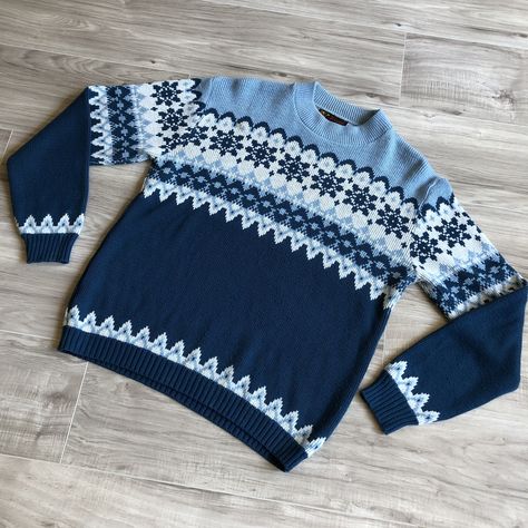 Ski Sweater, Gogo Boots, Blue Sweaters, Shop Policies, Fair Isle, Flat Lay, Sweater Outfits, Sweater Sizes, Skiing