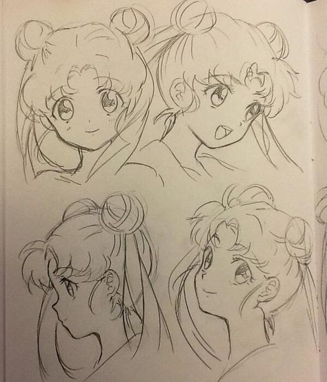 Sailor Moon Drawing Hands, Drawing Hair, Drawing Faces, Sailor Moon Art, Anime Drawings Tutorials, Anime Character Drawing, Drawing Tutorials, Moon Art, Art Drawings Sketches Simple