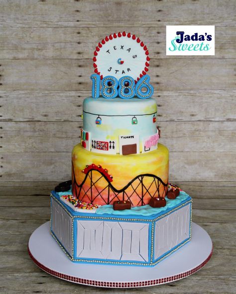 Fair Themed Cake, Fair Cake Ideas, State Fair Theme, Fair Cake, Texas Cake, Usa Cake, Texas Party, State Fair Of Texas, Mirror Maze