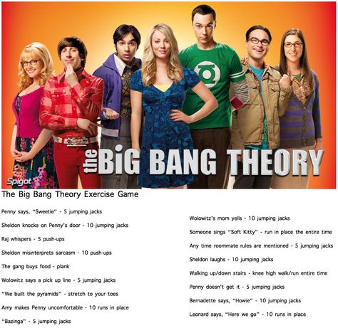 Based on a drinking game I saw, I present: The Big Bang Theory EXERCISE GAME. A fun way to be active while watching TV. Roommate Rules, Tv Show Workouts, Movie Workouts, Fit Mama, Drinking Game, Be Active, The Big Bang Theory, Workout Games, Jumping Jacks