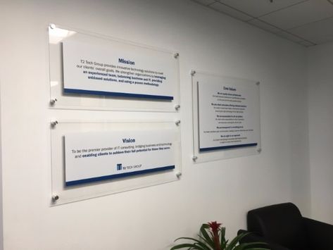 Mission, Vision and Values Lobby Signs | LA County Values Display, Lobby Sign, Office Signage, Wall Signage, Vision Statement, Mission Vision, Tech Company, Company Values, Sign Company