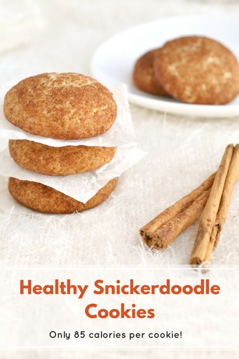 Healthy Snickerdoodle Cookies Recipe [Small Batch] | These healthy snickerdoodles are ah-maz-ing! A super low calorie recipe, these cookies have just 85 calories each, but taste so good that no one will know. #Recipe #ChristmasRecipe #ChristmasCookie #Snickerdoodle #CookieRecipe #HealthyRecipe #HealthyCookie #HealthyDessert #ChristmasRecipes #ChristmasCookies #Snickerdoodles #CookieRecipes #HealthyRecipes #HealthyCookies #HealthyDesserts #100calories Healthy Snickerdoodle Cookies, Low Calorie Christmas, Cookies Small Batch, Super Low Calorie Recipes, Snickerdoodle Cookies Recipe, Small Batch Cookie Recipe, Low Calorie Cookies, Snickerdoodle Cookies Easy, Snickerdoodles Recipe