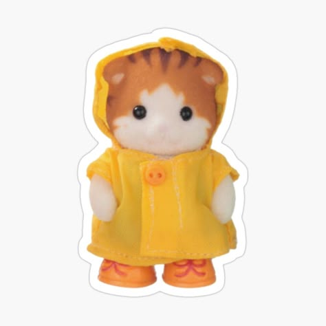 Cat Raincoat, Orange Stickers, Fox Stickers, Yellow Stickers, Orange Icon, Sticker App, Calico Critters Families, Calico Critter, Orange Icons:)