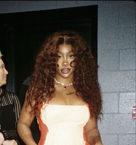 Sza Redhair, Black Women With Auburn Hair, Sza Hairstyles Curly, Ginger Sza, Sza Hair Ginger, Sza Hairstyles, Sza Hair, Sza Singer, Honey Brown Hair