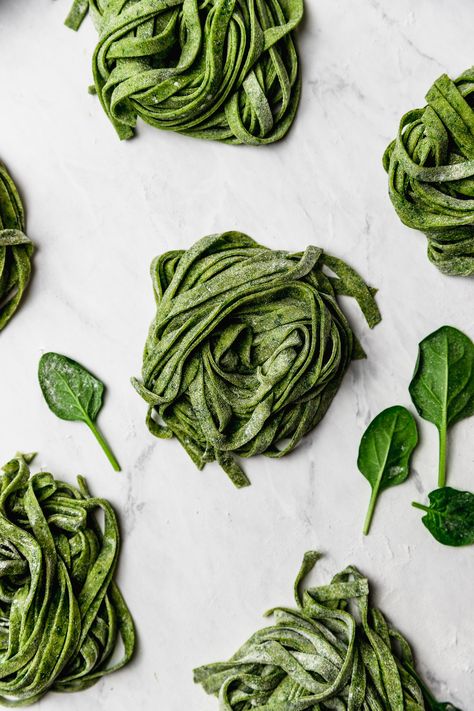 Homemade Spinach Pasta | Cravings Journal Green Pasta Aesthetic, Pasta Making Aesthetic, Colourful Pasta, Homemade Spinach Pasta, Pasta Photography, Make Fresh Pasta, Make Homemade Pasta, Pasta Aesthetic, Type Of Pasta