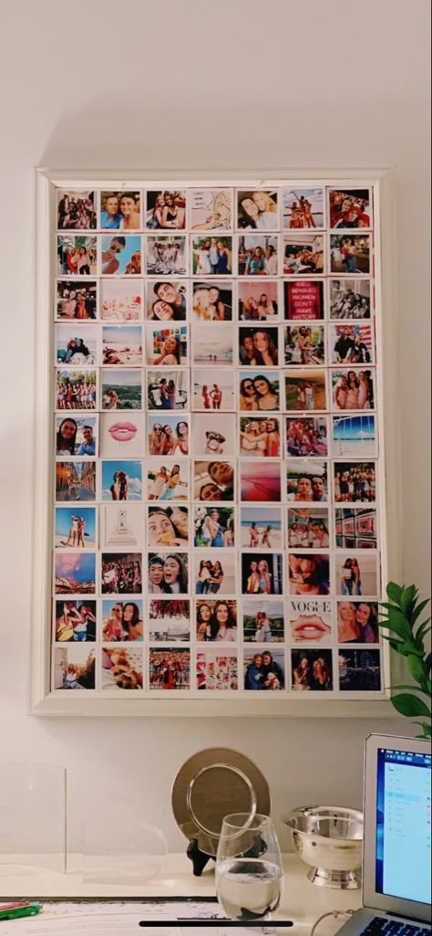 2 Picture Frames On Wall Layout, Room Inspo Wall Collage, Photo Board Ideas Bedroom, Room Vision Board Ideas, Dorm Photo Wall Ideas, Room Inspo Picture Wall, Photo Wall Dorm Room, Photo Wall Collage Dorm, Dorm Picture Ideas