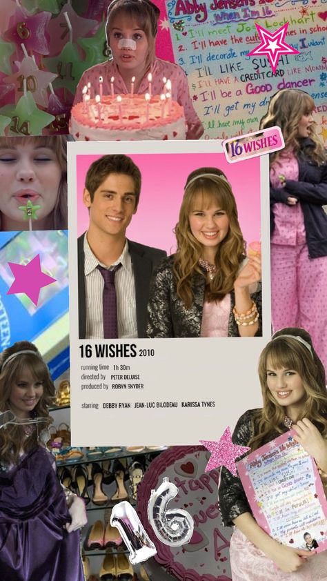 16 wishes ⭐️🎂 #16wishes #Disney #moviedisney #filmedadisney #16desejos #collage #colagem #icon 16 Wishes Movie, Jean Luc Bilodeau, Debbie Ryan, 16 Wishes, Movies By Genre, Debby Ryan, 16 Birthday, Fav Movies, Photoshoot Concept