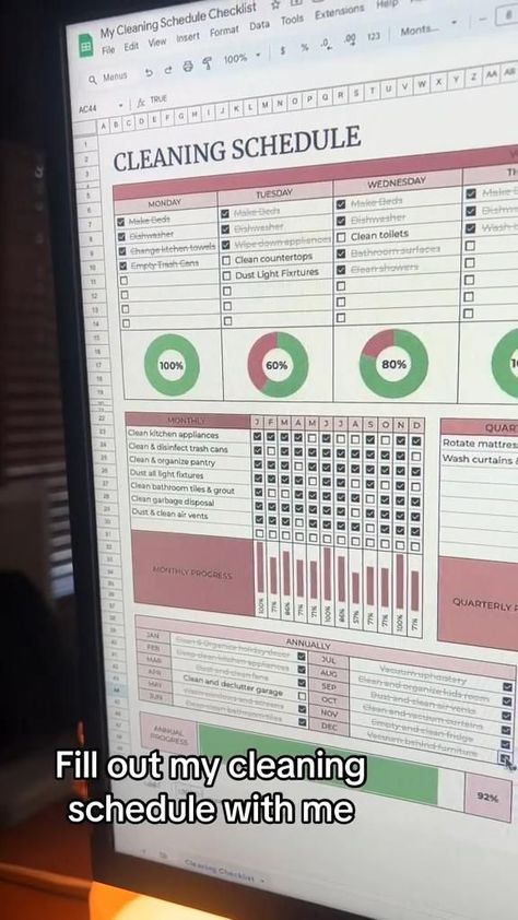 #Organisation #Chore_Schedule #Excel_Hacks #Microsoft_Excel_Tutorial Google Sheets Checklist, Spreadsheet Design Ideas, Excel Design Ideas, Excel Table Design, Cute Checklist Template, Digital Products Ideas, Uni Organisation, Cute Calendar Template, Study Checklist