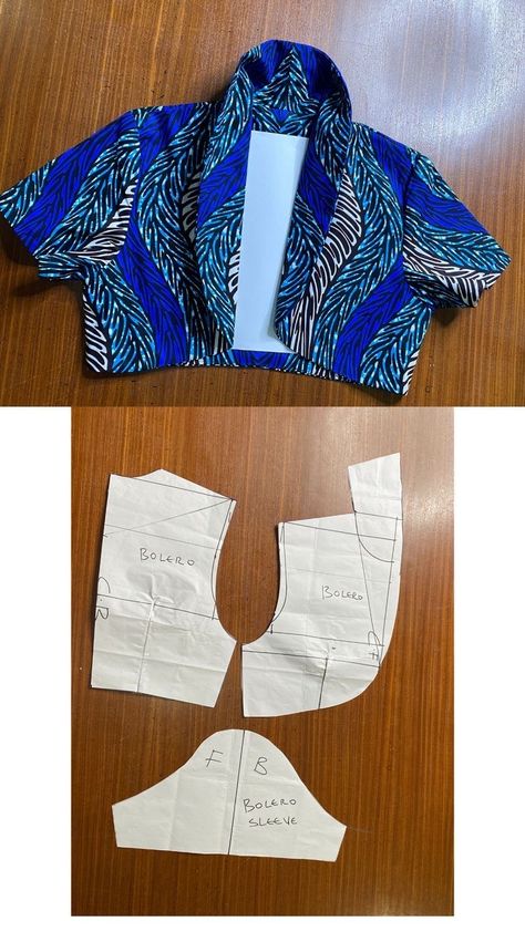 Roll Collar Pattern Drafting, Jacket Collar Pattern, Coat Collar Pattern, Roll Collar Dress, Bolero Jacket Pattern, Crop Jacket Pattern, Basic Blouse Designs, Clothing Pattern Design, Bolero Pattern