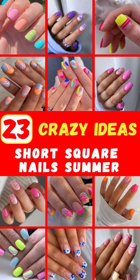 Ready to elevate your style this season? Dive into the world of short square nails summer styles with 23 breathtaking options. From classy French tips to bold hot pink and soothing blue tones, these designs blend trendy looks with timeless elegance. Whether you prefer gel nails or natural nails, find the perfect match for your summer vibe. Short Square Nails Summer, Summer Square Nails, Square Nails Summer, Short Square Nail Designs, Square Nail Designs, Short Square Nails, Nail Type, Nails Prom, Easter Nails