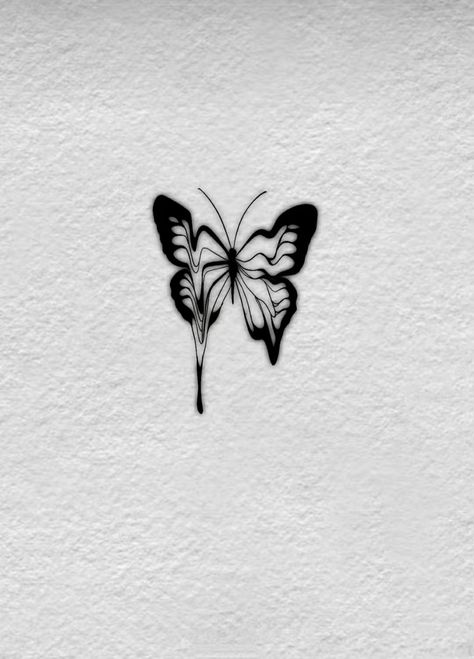 Melting Butterfly Tattoo, Tattoo Design For Hand, Small Dragon Tattoos, Magic Runes, Abstract Butterfly, Sharpie Tattoos, Flash Tattoo Designs, Creepy Tattoos, Tattoo Style Drawings