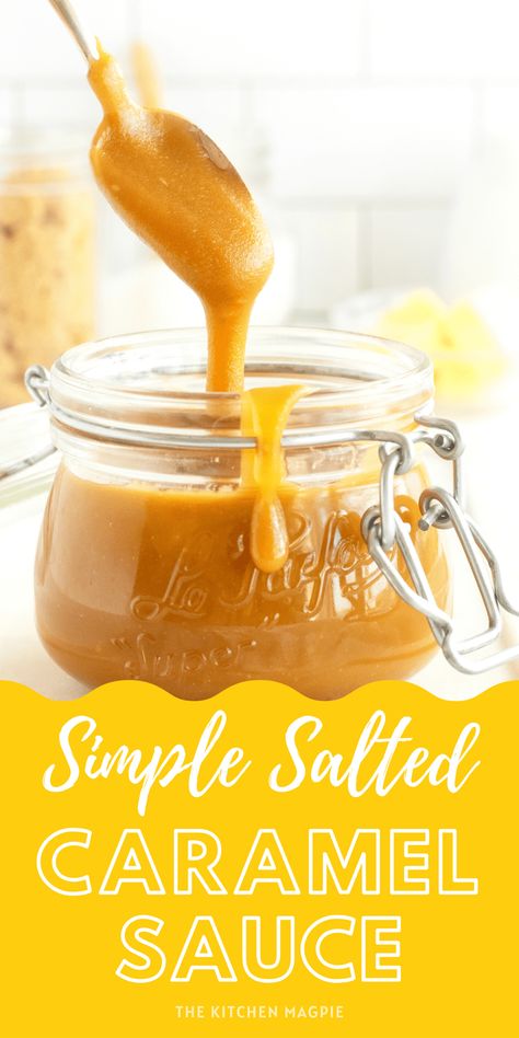 This caramel sauce tastes as if you slaved over it for hours, yet it's only a few minutes in your microwave or on your stove top! Brown sugar eliminates the need to caramelize the sugar and tastes just as good, if not better. Salted Caramel Sauce Recipe, Homemade Salted Caramel, Caramel Recipes Sauce, Salted Caramel Sauce, Caramel Topping, Homemade Caramel, Caramel Flavoring, Sweet Sauce, Caramel Sauce