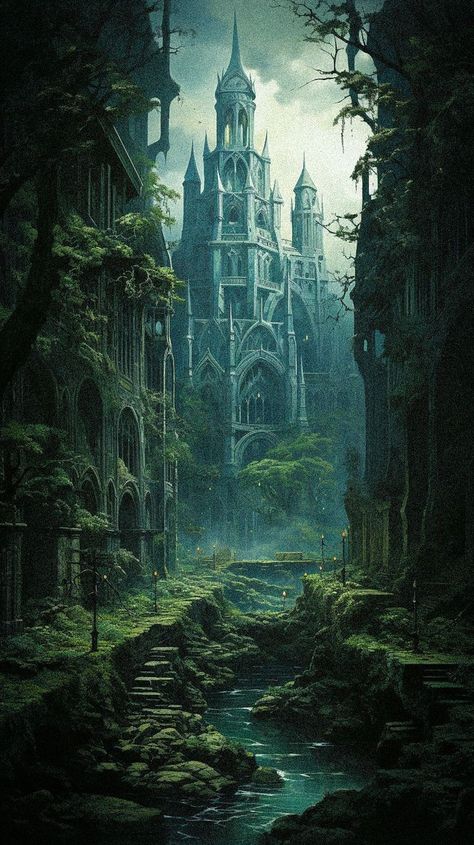 Dark Fantasy Setting, Dark Fantasy Aesthetic Wallpaper, Modern Fantasy Aesthetic, High Fantasy Aesthetic, Dark Fantasy Landscape, Dnd Backgrounds, Dark Castle, Dark Fairytale, Dark Fantasy Artwork