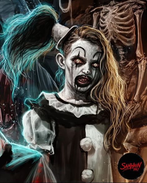 Vicky Terrifier, Art The Clown Terrifier Drawing, Terrifier Tattoo, Art The Clown Terrifier, Chilling Vibes, Horror Fanart, Art The Clown, Sketching Tips, Pale Girl