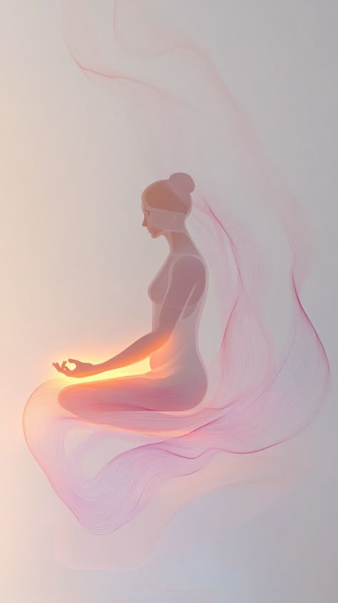 This elegant artwork captures the serene beauty of a figure in meditation, enveloped by soft, flowing energy that radiates warmth and peace. The delicate lines and warm glow highlight the transformative power of meditation and mindfulness, inspiring a sense of calm and inner balance. Discover how embracing meditation, spirituality, and mindfulness practices can illuminate your path to inner peace and well-being. Ready to start your journey? Click the link to join our Patreon community for exclusive content on Meditation, Spirituality, Mindfulness, and Yoga to elevate your spiritual practice. Inner World Illustration, January Energy, Wellness Illustration, Yoga Art Illustration, Japanese Zen Art, Meditation Illustration, Spiritual Water, Healing Artwork, Meditation Photos