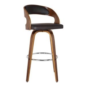 Lumisource Grotto 29 in. Walnut and Cream Faux Leather Bar Stool (Set of 2)-B30-GROTTOR WLCR2 - The Home Depot Brown Bar Stools, Retro Silhouette, Kitchen Stool, Wooden Bar Stools, Swivel Counter Stools, Design Theme, Leather Bar Stools, Wood Bar Stools, Leather Bar