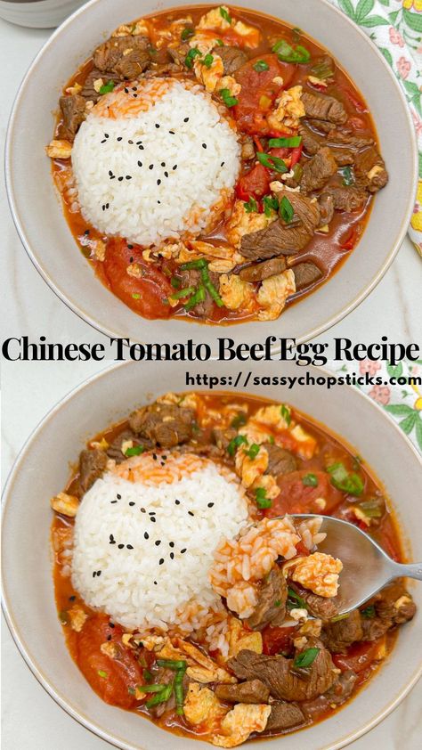 Chinese tomato beef egg recipe combines tender strips of beef, fresh tomatoes, and scrambled eggs in a flavorful sauce. Tomato Egg Noodles, Tomato Beef Chinese, Asian Tomato Recipes, Tomato Egg Soup, Chinese Egg Recipes, Chinese Tomato And Egg Recipes, Chinese Beef And Tomato Recipe, Tomato Egg Chinese, Tomato And Egg Recipes