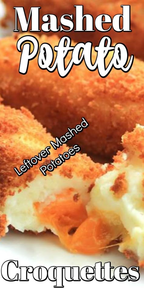 Mashed Potato Croquettes are best made with leftover mashed potatoes from the night before!! #croquettes #mashedpotatoes Mashed Potato Croquettes, Keto Substitutes, Potato Croquette Recipe, Croquettes Recipe, Potato Croquettes, Cheesy Mashed Potatoes, Making Mashed Potatoes, Leftover Mashed Potatoes, Mashed Potato Recipes