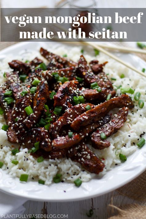 Vegan Mongolian Beef, Homemade Seitan, Seitan Recipes, Meat Replacement, Soy Curls, Vegan Meat, Vegan Asian, Meat Alternatives, Brown Sauce